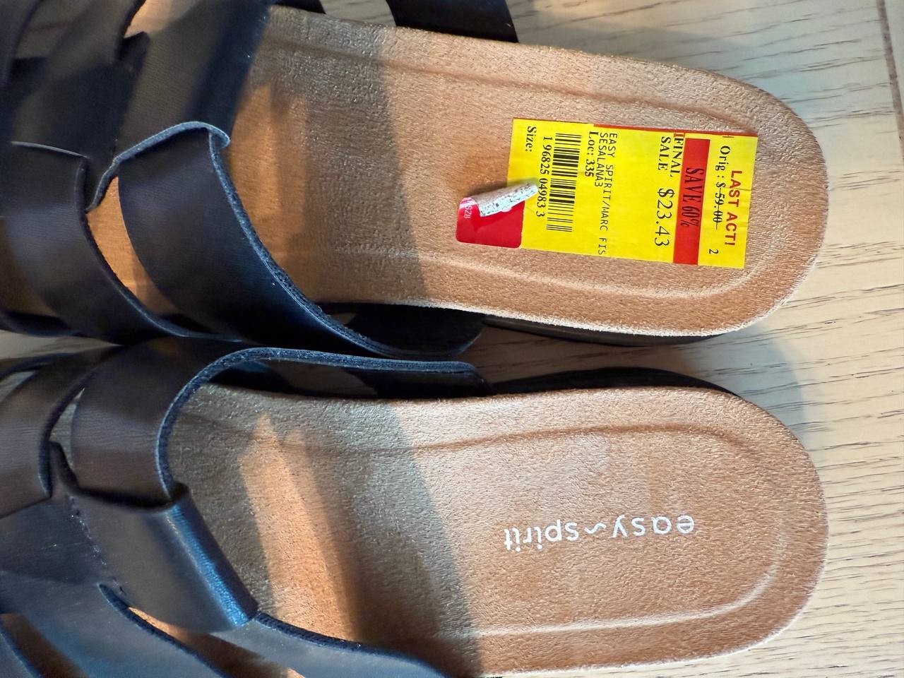 Easy Spirit Women's Marc Fisher Black Slide Sandals Size 8W Wide Footbed