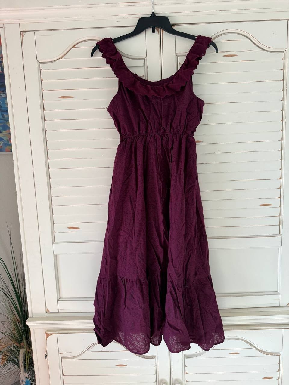 And Now This Dress PL Deep Cranberry Cotton Ruffle Scoop Maxi NWT MSRP $69