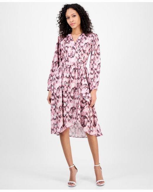 BOSS Orange Printed Fit & Flare Dress – Pink Aztec, Size XXL