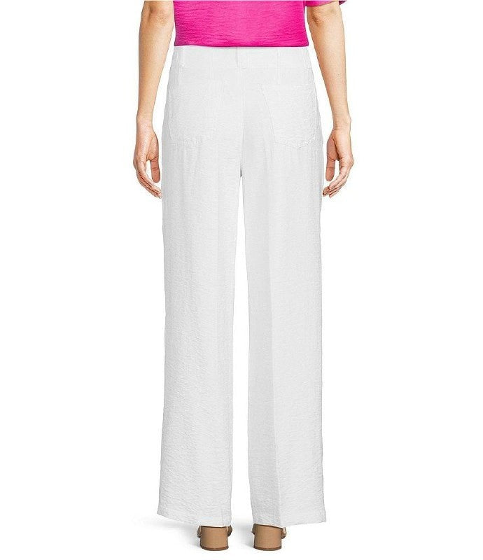 DKNY Crinkle Dressing Straight‑Leg Pants White Size14 NWT Modern Chic msrp$89