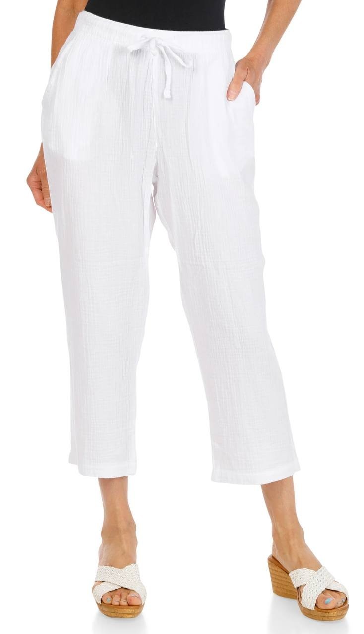 Dash Women’s Double Gauze Cotton Pants White M NWT $58