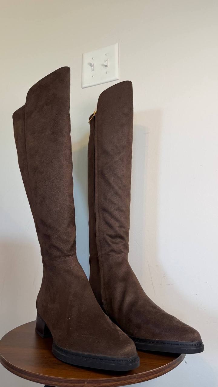 Michael Kors Lex Women’s Block Heel Boots Chocolate 11WS Polyester $175 NWB