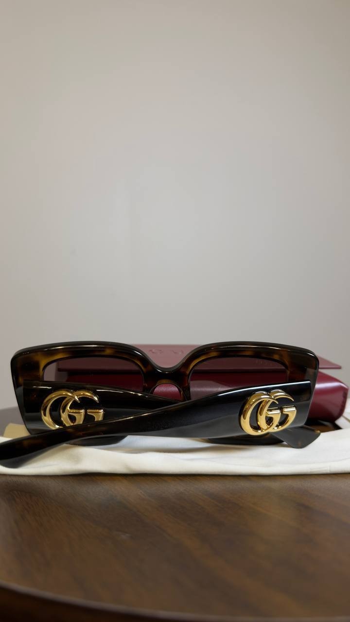 Gucci Rectangle Sunglasses Tortoise OS NWT $430.00