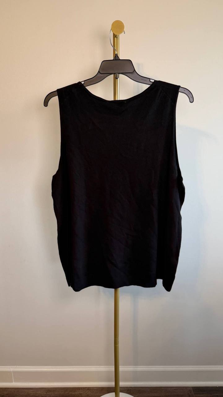 Kasper Sleeveless Embroidered Neck Knit Top Black XXXL NWT $69