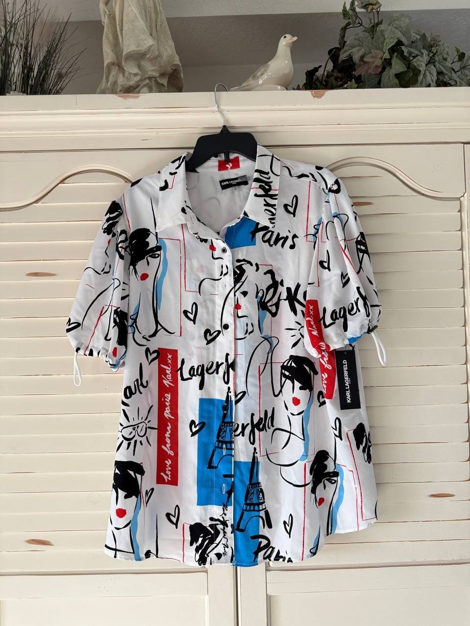 Karl Lagerfeld Paris Printed Belted Shirt Dress – Size 1X – NWT – Long Sleeve
