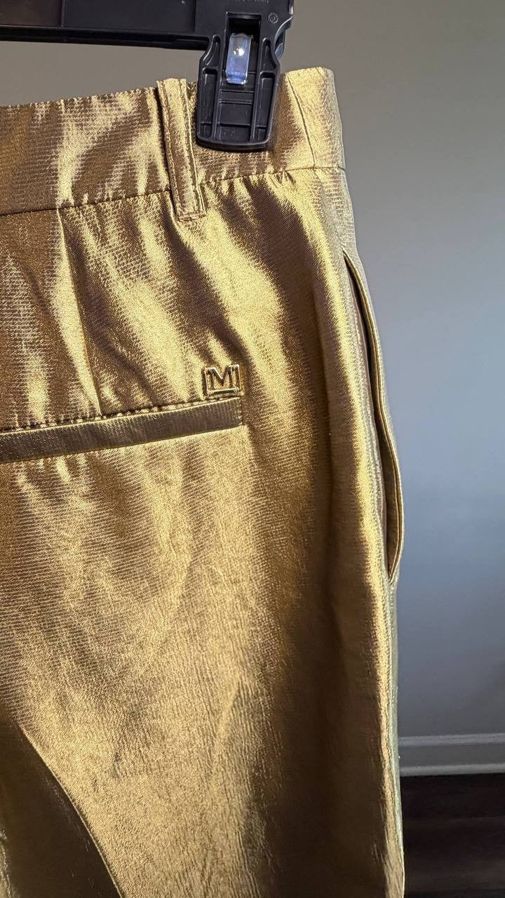 Marciano Milla Metallic Straight‑Leg Pants Gold 4 NWT $220