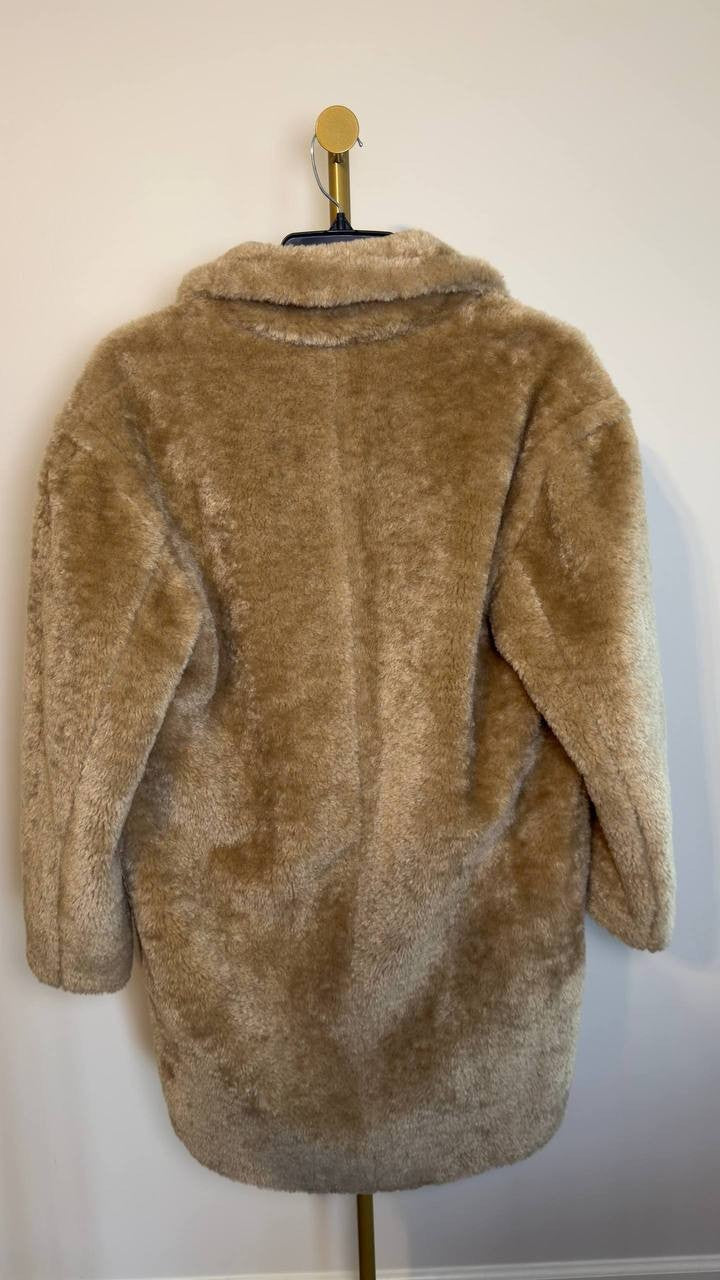 BOSS Orange Oversized Teddy Faux‑Fur Coat Camel Size 10  NWT $349