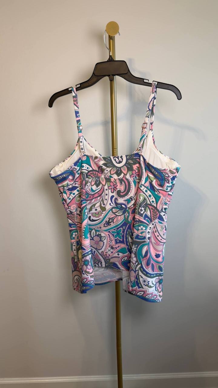Raisins Curve Aries Underwire Tankini Top Plus Size Blue Multi 22W NWOT $70
