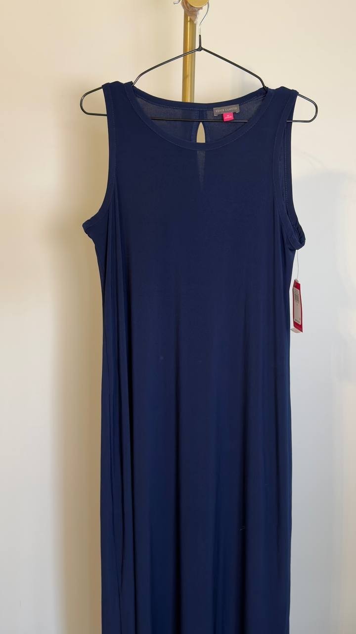 Vince Camuto Sleeveless Keyhole-Back Crewneck Maxi Dress Classic Navy M NWT $69