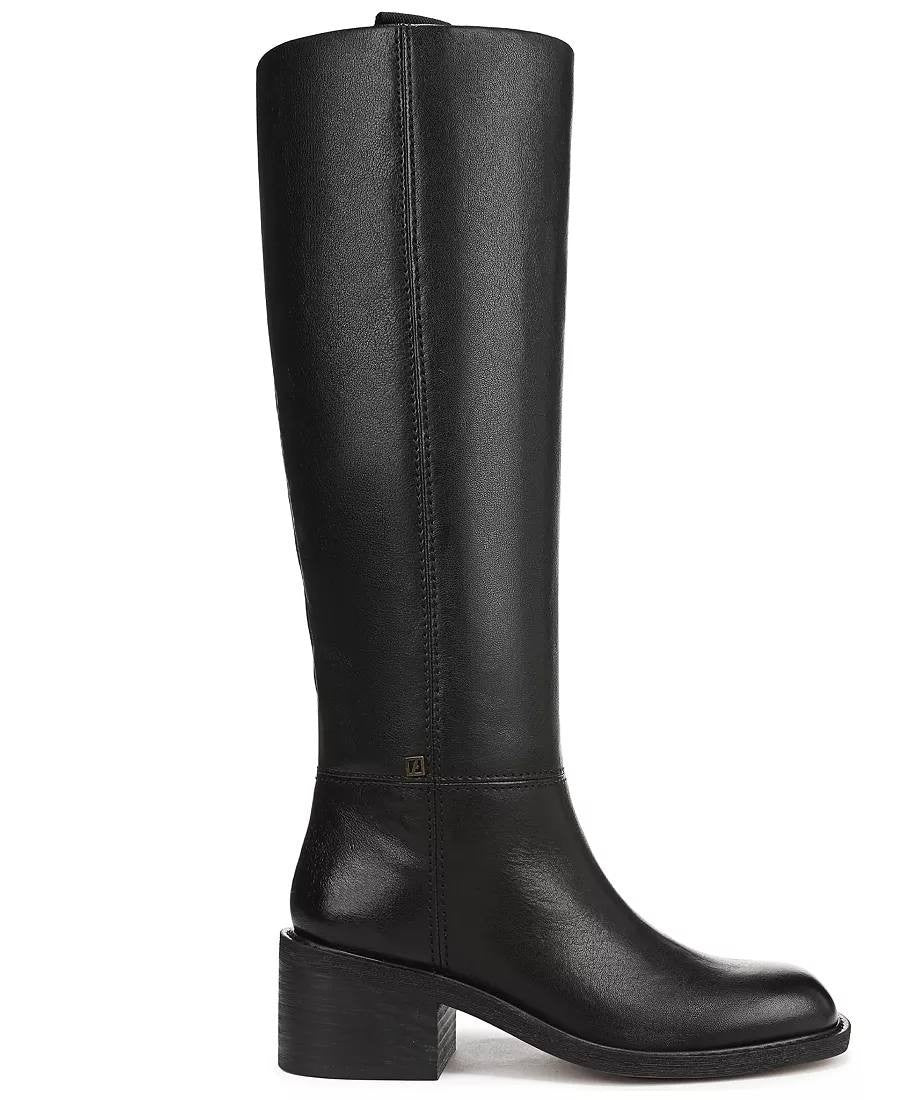 Franco Sarto Niva Boots 11M Black Leather Tall Round Toe Zip New In Box msrp$270