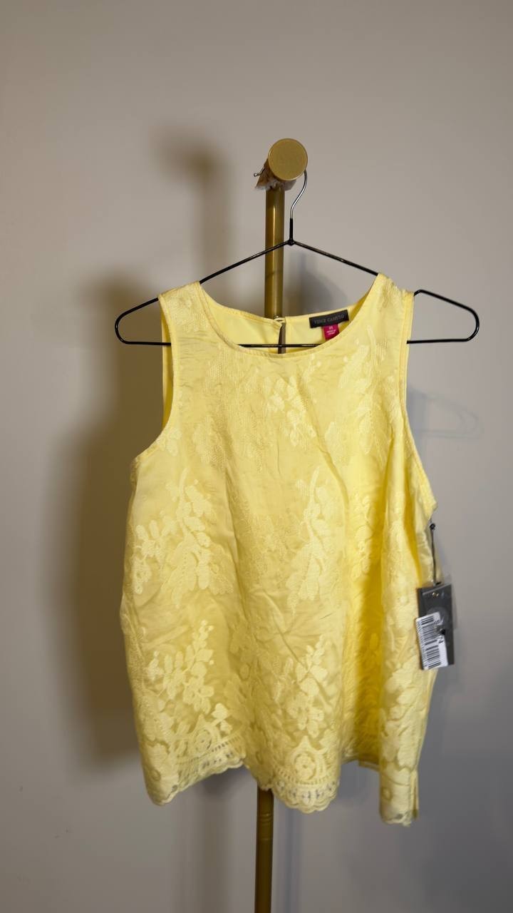 Vince Camuto Women’s Lace Overlay Tank Lemon Cream XS NWT $79