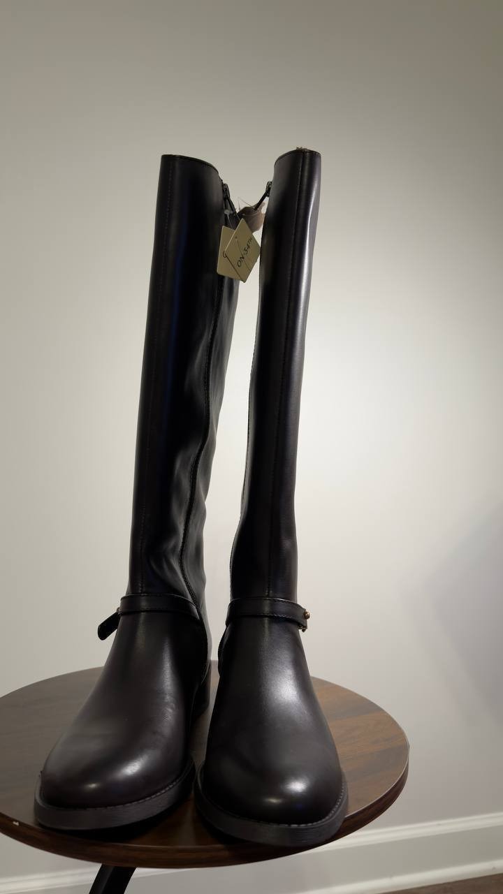 On  34th  Firesse  Riding  Boots  Chocolate  Leather  10M  New  No  Box