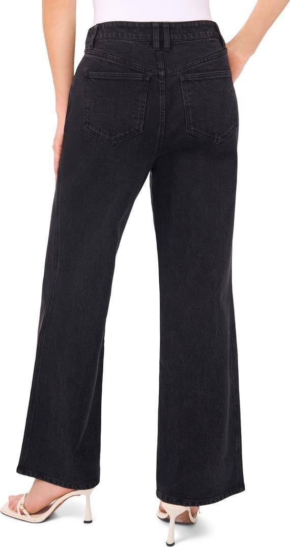 CeCe Classic High Waist Wide Leg Jeans Rich Black Stretch Denim Size 4 NWT $129