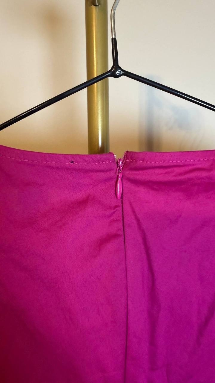 Donna Morgan Gathered-Waist Extended-Shoulder Dress Fuchsia 4 NWT $118