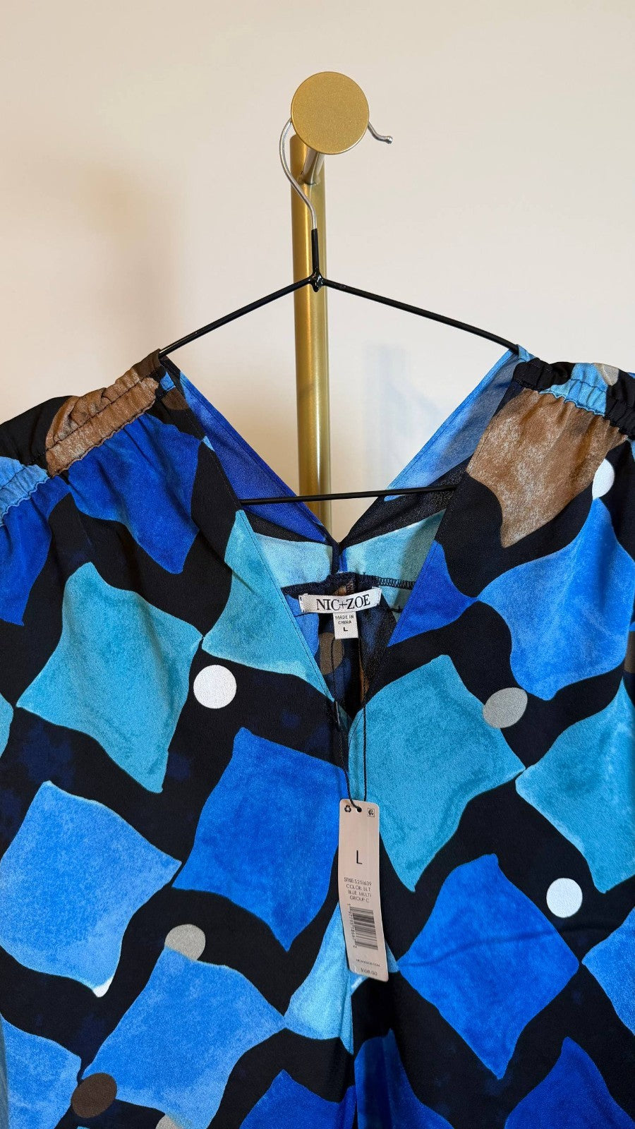 NIC+ZOE Women’s Sea Glass Print Top Blue Multi $158 NWT