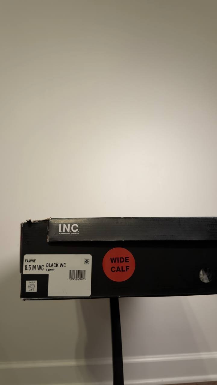 I.N.C.  Riding  Boots  Black  Leather  8.5M  WC  New  $189.90