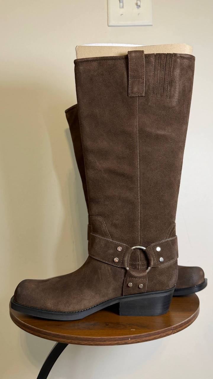 Guess Dark Brown Suede Western Moto Boots 9M New in Box MSRP $229