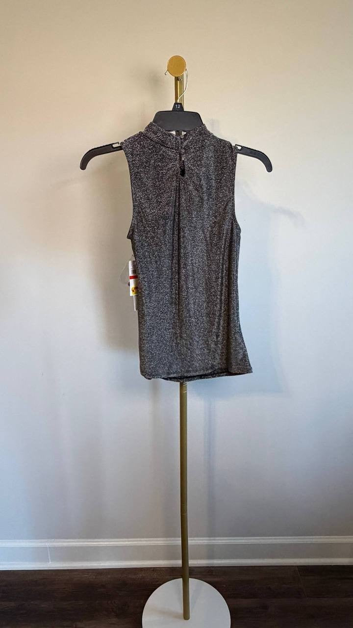 1.STATE Metallic Pleated High‑Neck Tank Rich Black XS NWT $59