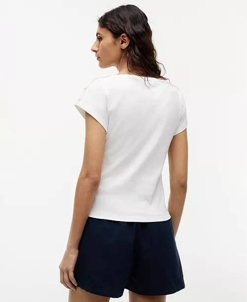 Tommy Hilfiger Women’s Cap‑Sleeve Boat Neck T‑Shirt White XL NWT $49.50