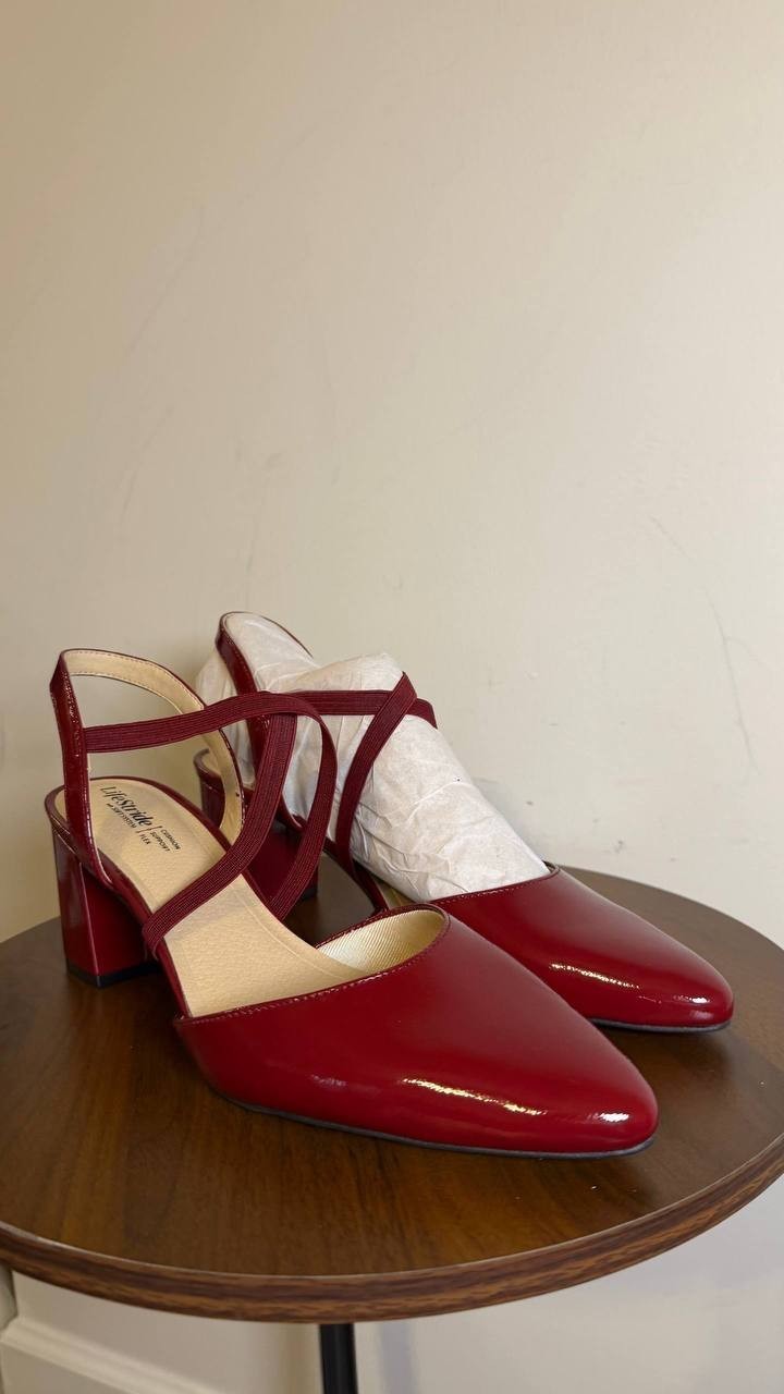 LifeStride Dark Cherry Faux Patent Slingback Pumps 11M NIB $69.99