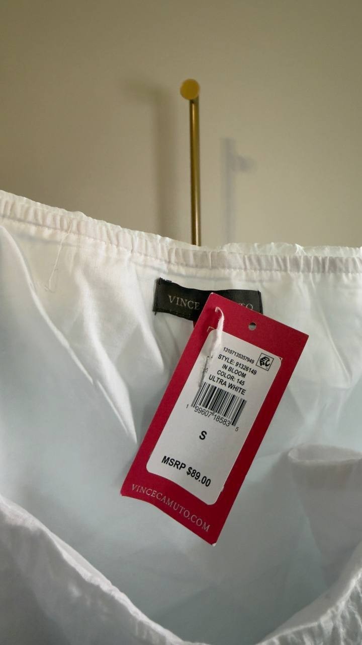 Vince Camuto Layered Square‑Neck Sleeveless Tank Ultra White S NWT $89