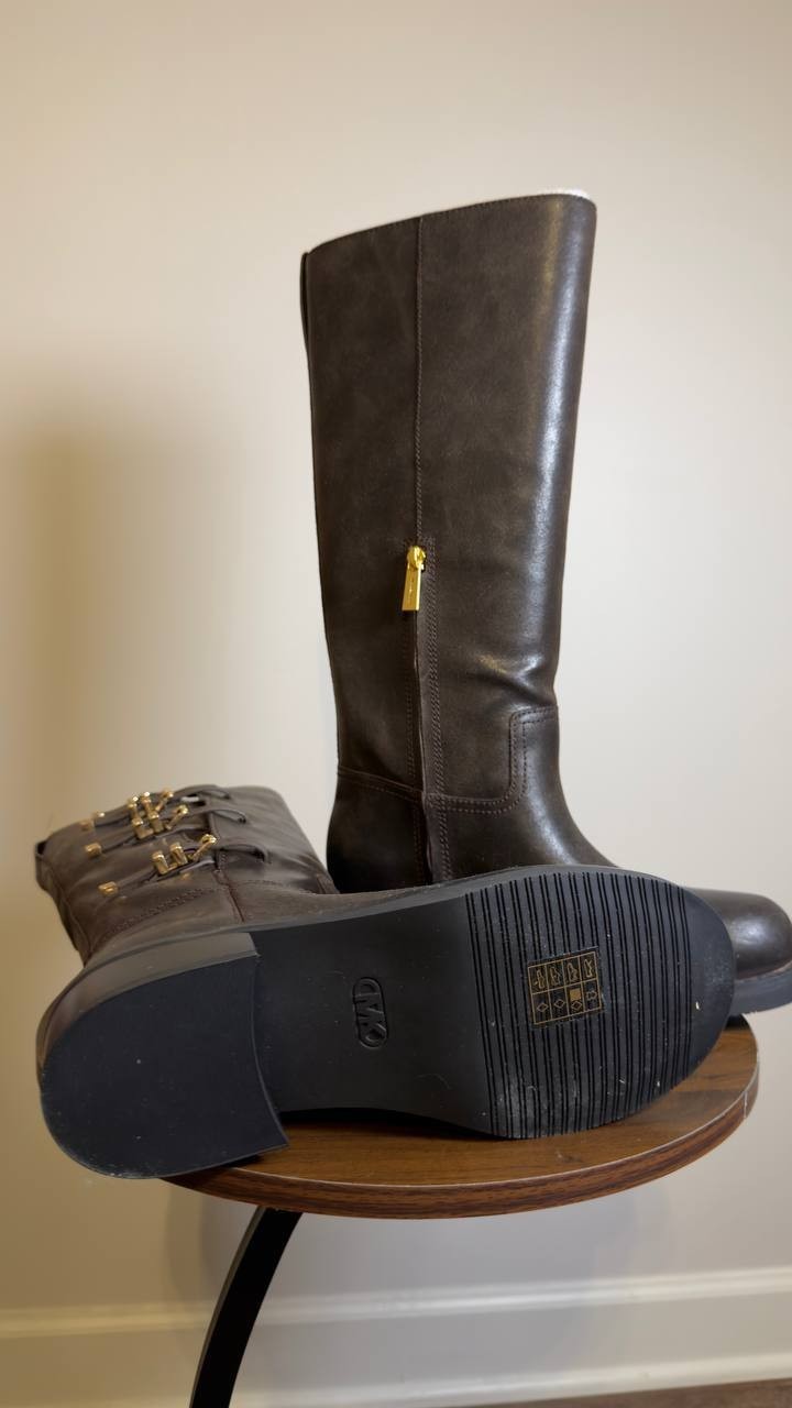 Michael Kors Block Heel Boots Chocolate 8 M New $295.00