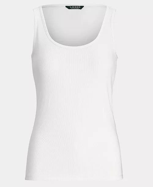 Lauren Ralph Lauren Stretch Rib-Knit Tank Top XL White NWT $49.50