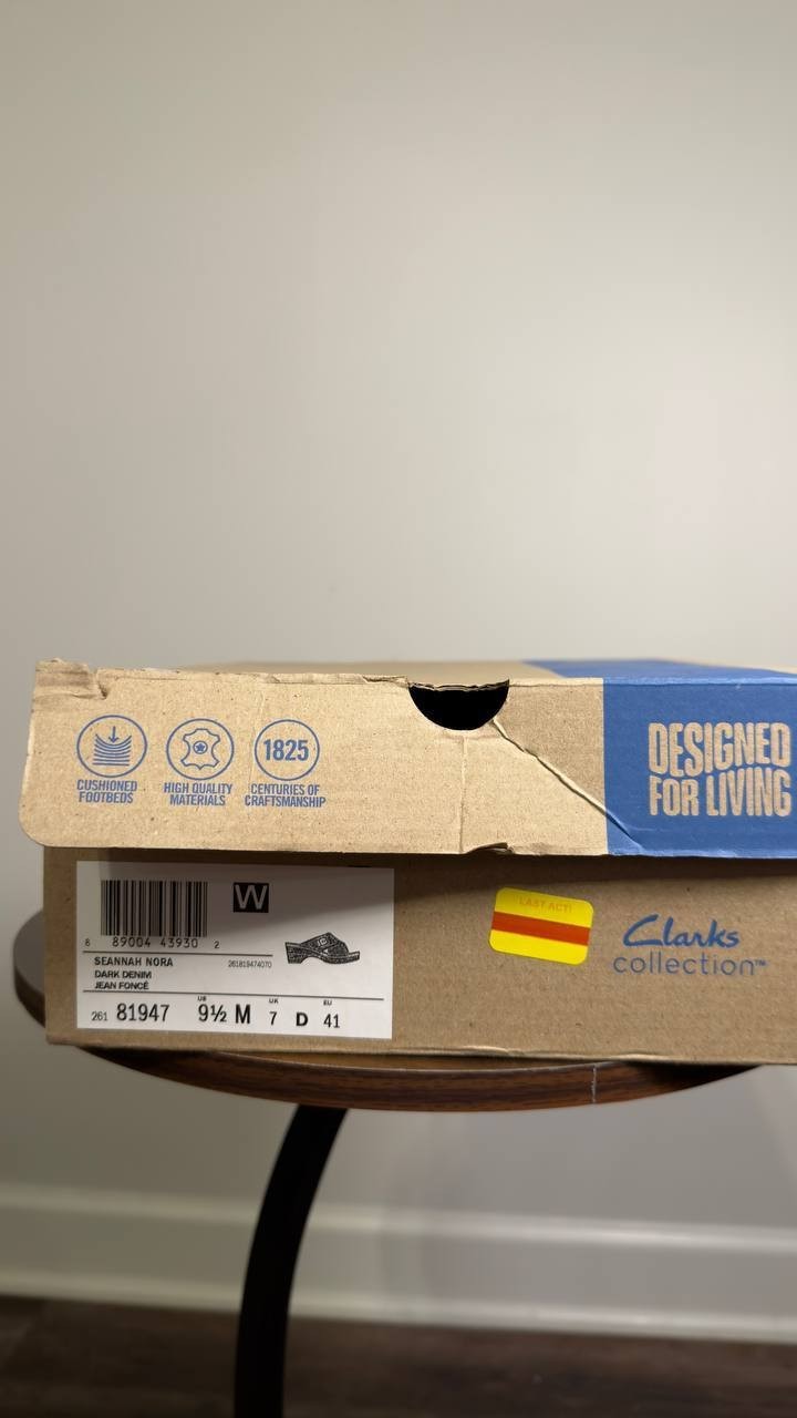 Clarks  Wedge  Sandals  Dark  Denim  9.5M  New  $105