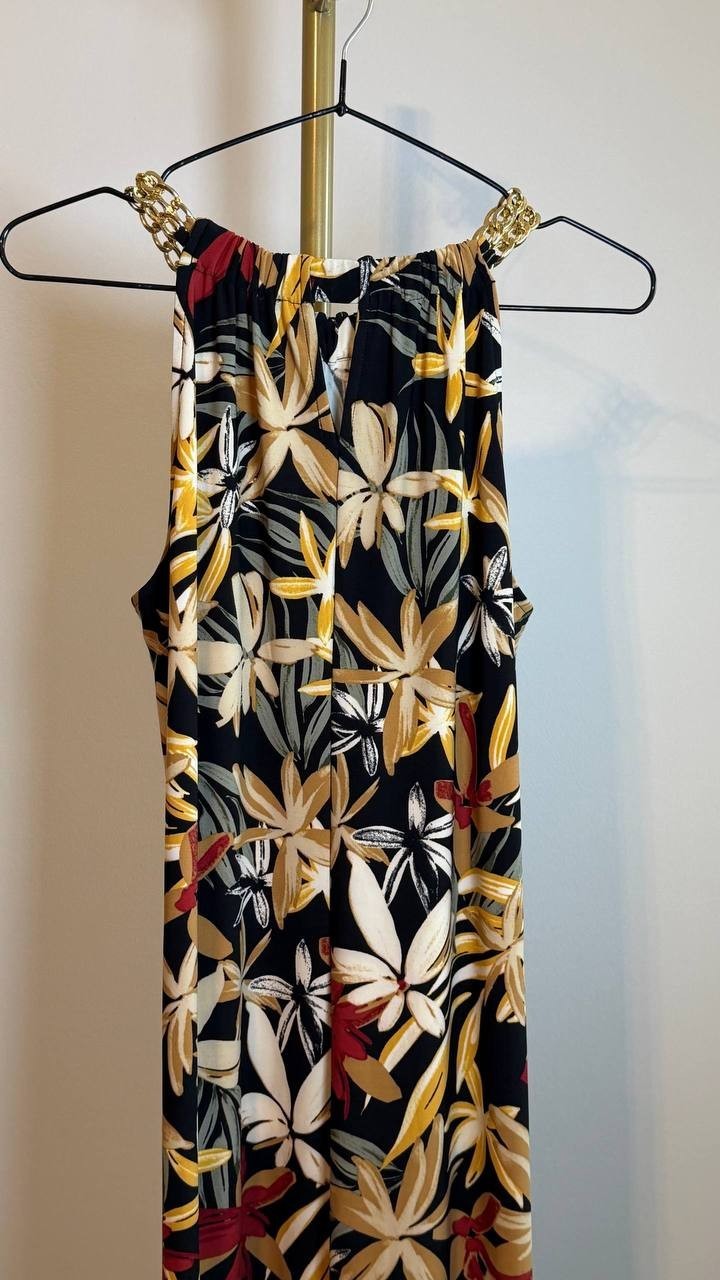 Anne Klein Women’s Printed Halter Midi Dress Black Multi Size 8 NWT $119