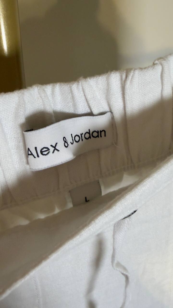 Alex & Jordan White Drawstring Relaxed Pants  White L NWT $49