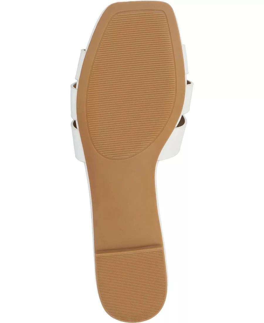 Journee Arrina Sandals 8.5W White Slip‑On Square Toe Flat Summer NWOB msrp$72