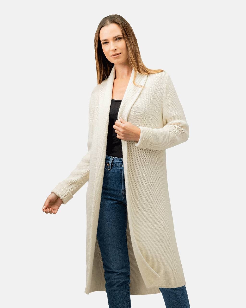 Simply Natural Nina Long Alpaca Cardigan Off White One Size NWT $360