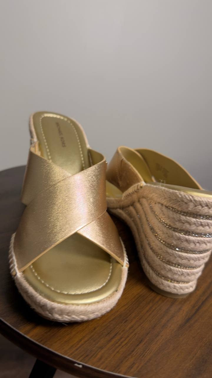Michael  Michael  Kors  Wedge  Sandals  Pale  Gold  6.5  M  New  $139.50