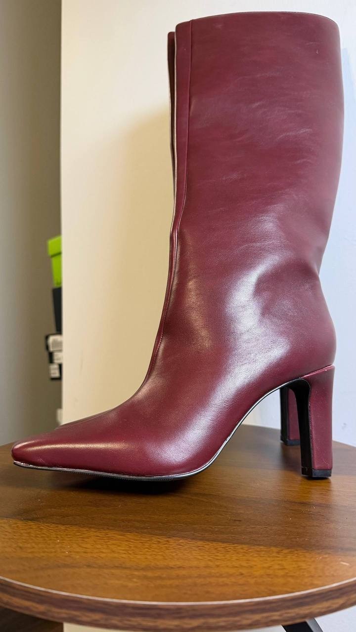 Madden Girl Voyage Boots 6 Bordeaux PU Knee‑High Square Toe Dress NIB msrp$99