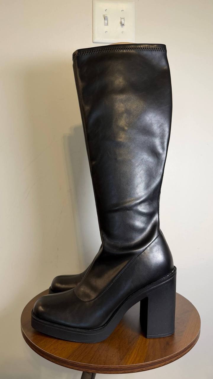 Madden Girl Dreammerr Stretch Knee‑High Block Heel Boots Black 9.5 NWB $99