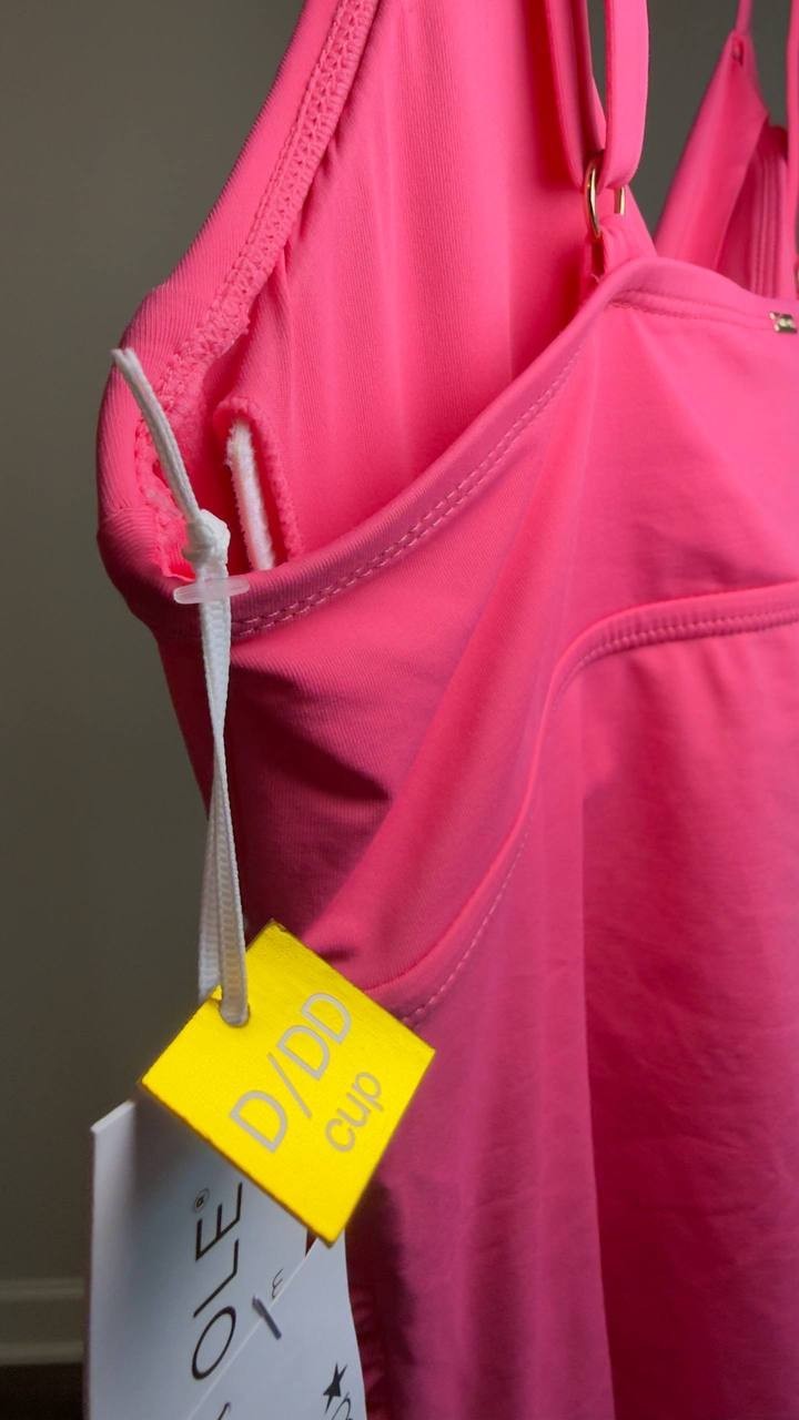 Anne Cole Surplice Underwire Tankini Top Pink 34DD/36D NWT $74