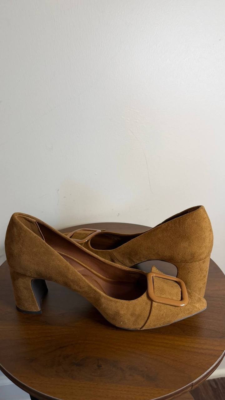 Anne Klein Bentley Pumps 7.5M Cognac Pointed Toe Buckle Block Heel NIB msrp$89