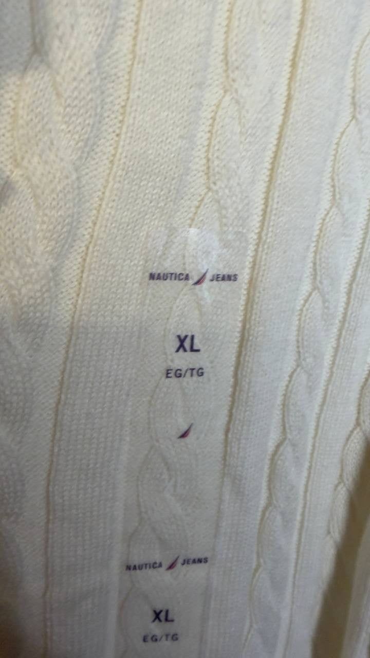 Nautica Jeans Bow Cable Knit Short Sleeve Sweater Sail White XL NWT $69.50