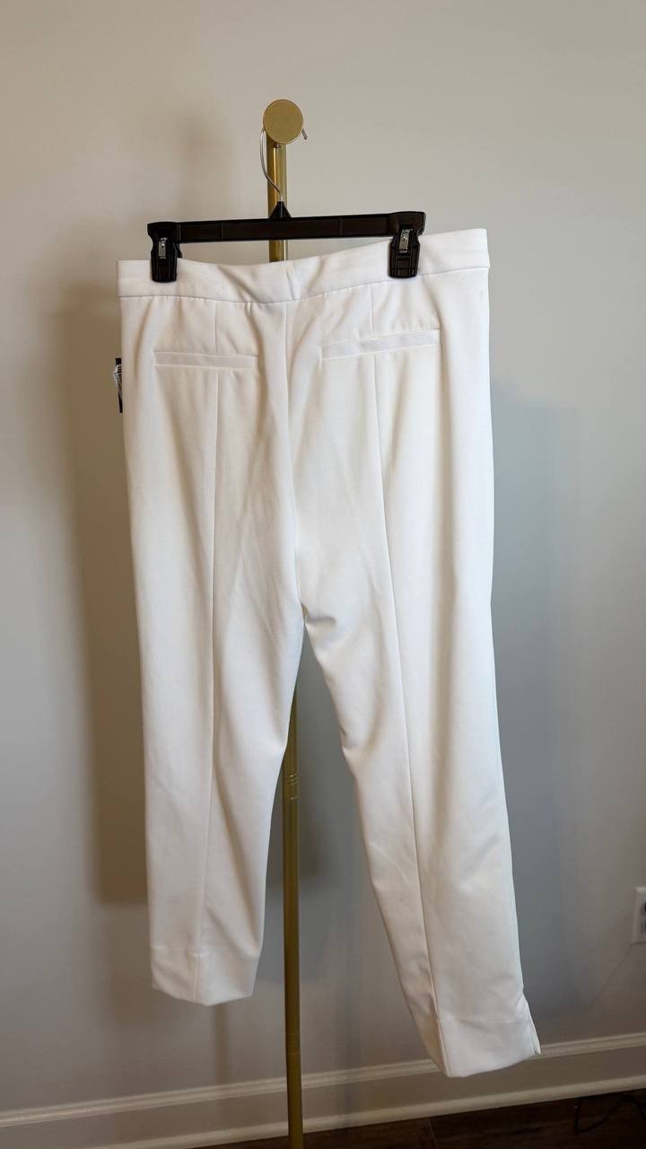 DKNY White Flat Front Straight Leg Career Pants Size 8 NWT Needs Wash