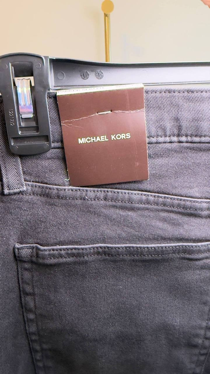Michael Kors Parker Slim‑Fit Stretch‑Twill Pants Black 34/30 NWT $95