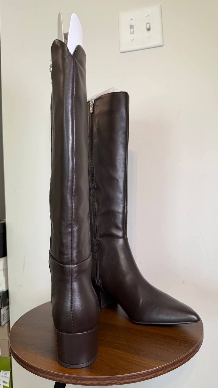 Marc Fisher Toe Tall Boots 10M Dark Brown Man‑Made New in Box MSRP $179