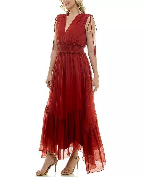 Taylor V‑Neck Handkerchief‑Hem Dress – Size L – NWT – $128