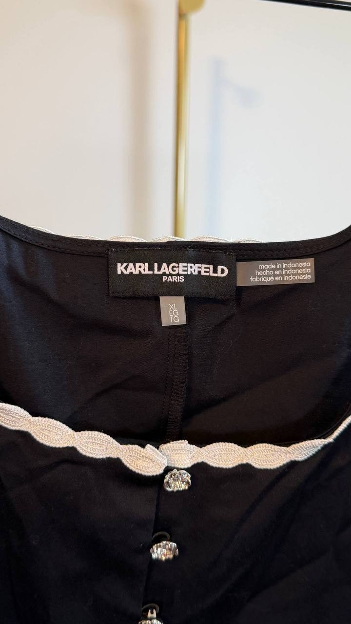 Karl Lagerfeld Paris Women’s Sleeveless Scalloped Edge Woven Tank XL NWT $89