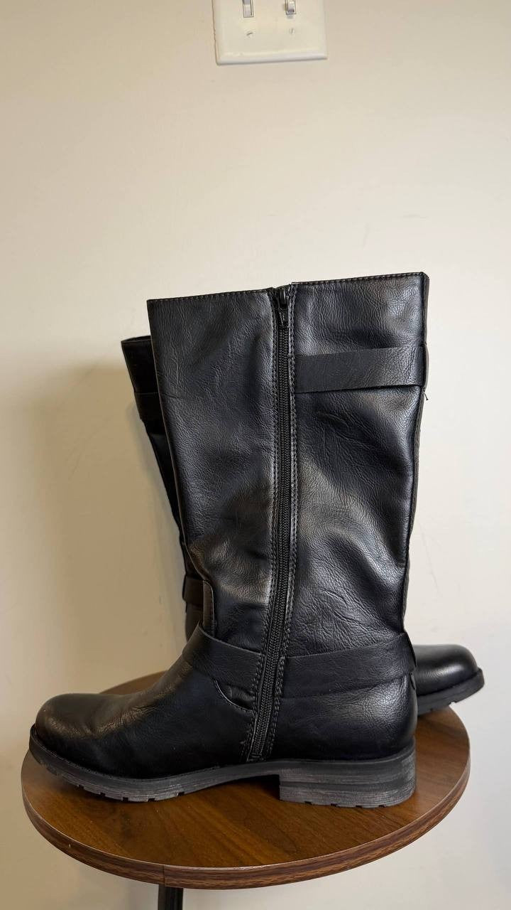 Naturalizer Leather Moto Buckle Boots Black Women’s 10W NWB