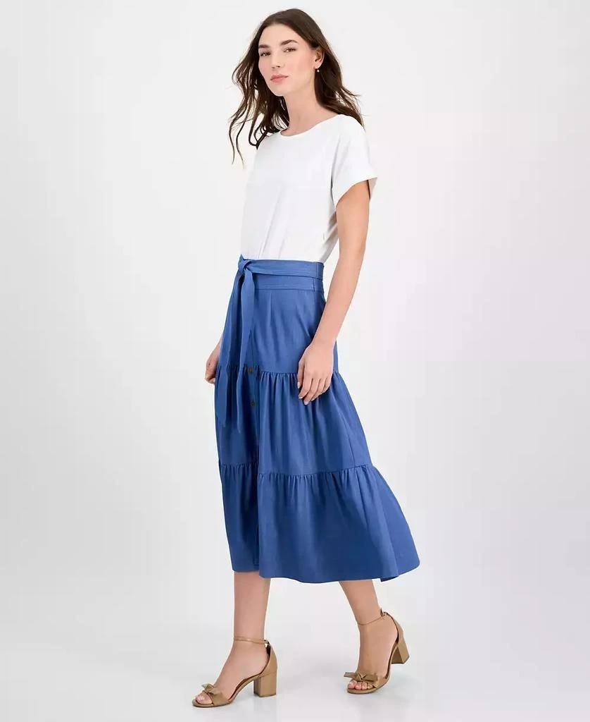 Tahari Mixed Media Tiered Fit & Flare Dress – Size L/G – NWT – $138