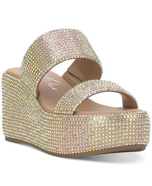 Wild  Pair  Laelyn  Wedge  Sandals  Bling  Fabric  7.5M  New  With  Box  $79.50
