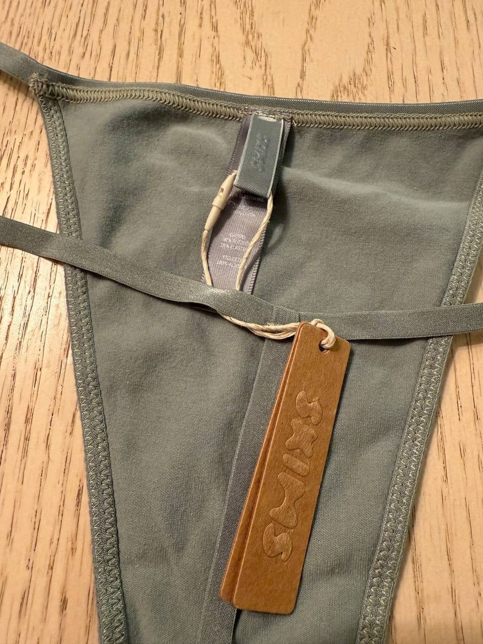 SKIMS Cotton Jersey Dipped Thong Heather Green 2X NWT with Tags Designer