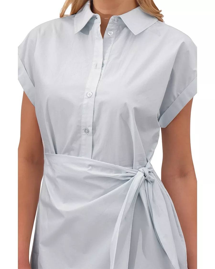 Bagatelle Collection Poplin Wrap Dress M NWOT Pale Sky Lightweight Chic msrp$119