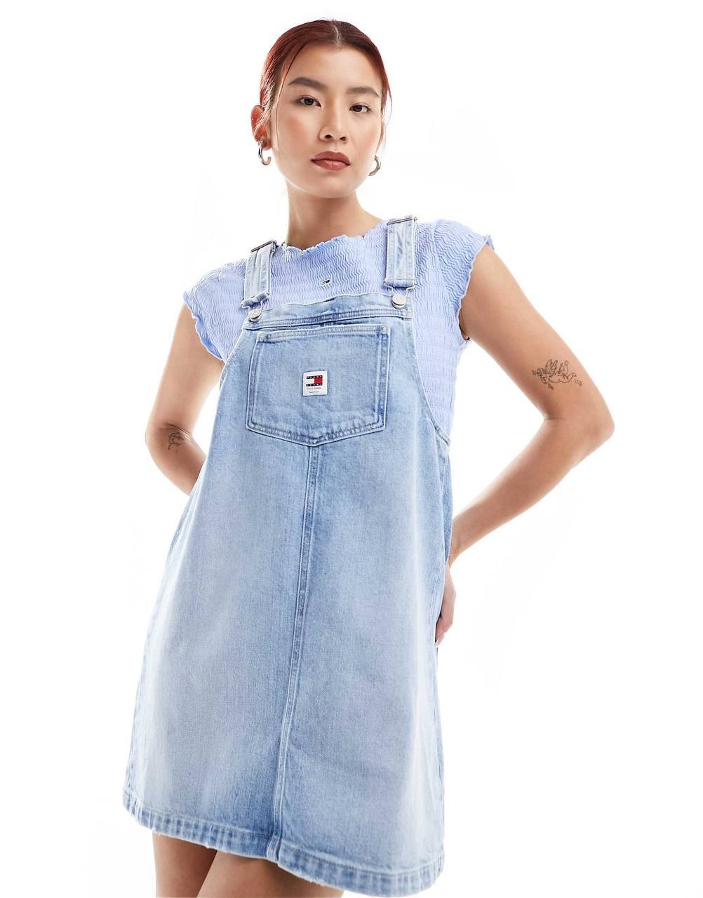 Tommy Jeans Denim Pinafore Dress – Size XL – NWT – Light Wash