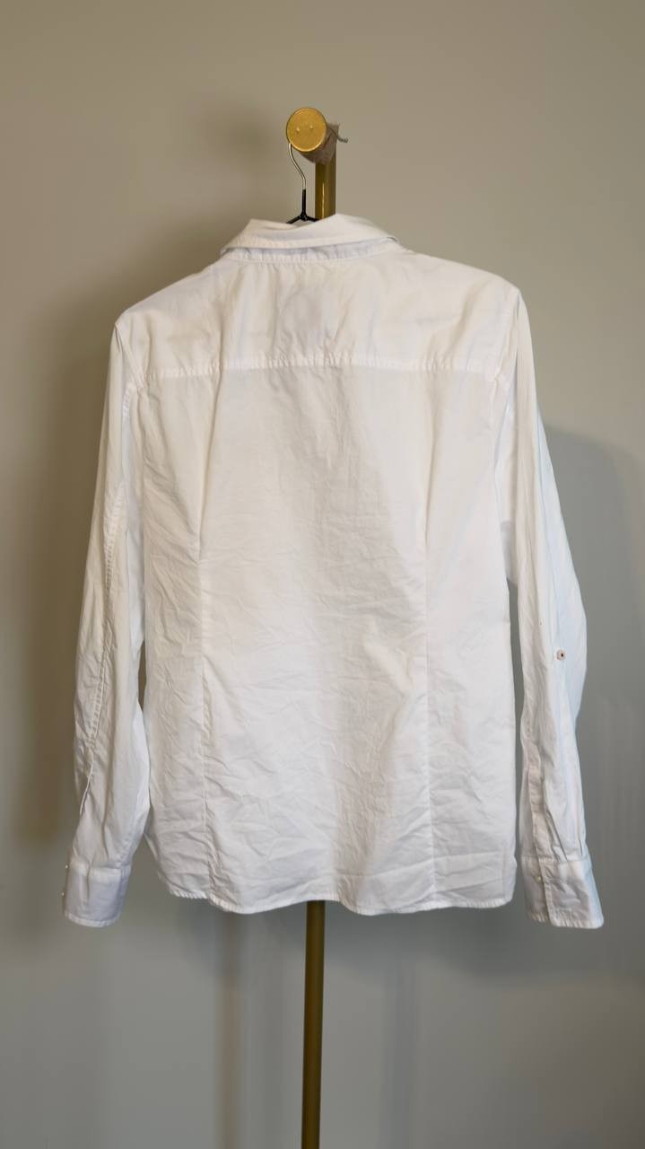 Nautica Women’s Roll‑Tab Button‑Front Shirt White L Pre‑Owned Excellent $64.50